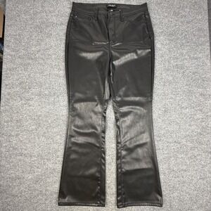 Judy Blue Pants Womens 15/32 Black Faux Leather Bootcut Dress Zip Pockets Coated
